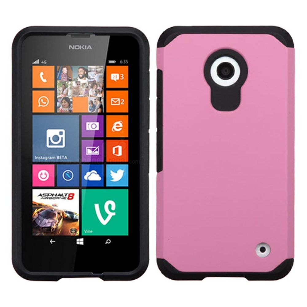 Insten Hard Hybrid Rubber Silicone Case For Nokia Lumia 630/635 - Pink