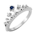 thumbnail image 3 of 2mm Round Natural Blue Sapphire 925 Sterling Silver Women Mother's Day Gift Crown Tiara Mother's Day Gift Ring, 3 of 4