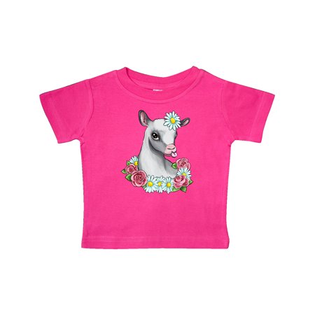 

Inktastic Cute Goat with Roses and Daisies Gift Baby Boy or Baby Girl T-Shirt