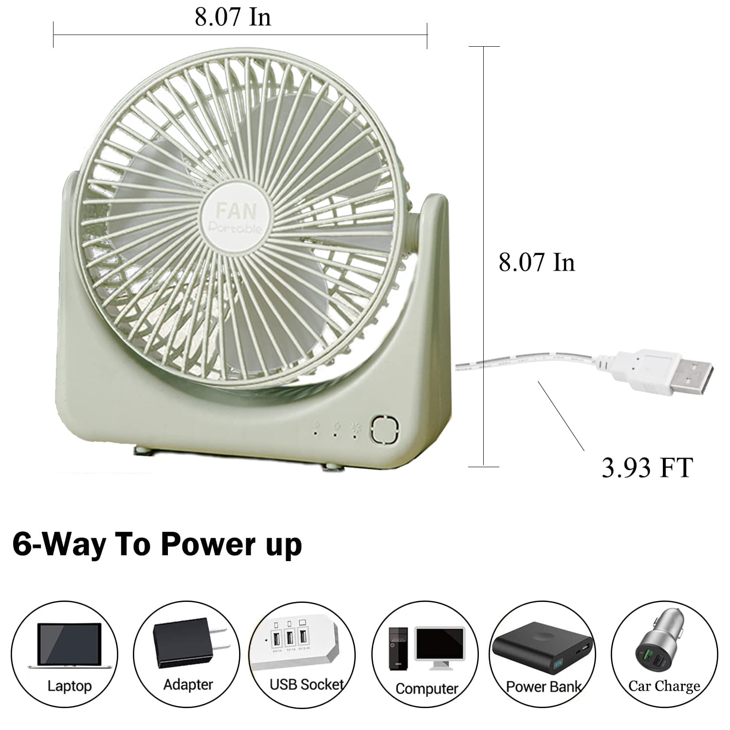Kiven Desk Fan Small Table Fan with Remote Control,Strong Airflow Quiet Operation Portable Fan Speed Adjustable Head 270°Rotatable Mini Personal Fan for Home Office Bedroom Car Outdoor Travel?Green?