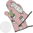 thumbnail image 3 of peyaoo Alpaca and Cactus Oven Mitts and Pot Holders Sets for Kitchen 4 Pcs 7"X11" Heat Resistant Baking Cooking, 3 of 6