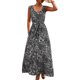 thumbnail image 1 of Vestido sin mangas con cuello en V, vestido con cinturón y cuello en V, vestido largo a media pierna, vestido con estampado floral, elegante y moderno, 1 of 6