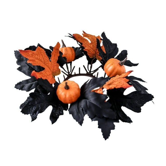 (2 Pack) Halloween Christmas Decorations Pumpkin Tree Leaves Flower Candles Holders Garlands Dining Table Centerpiece