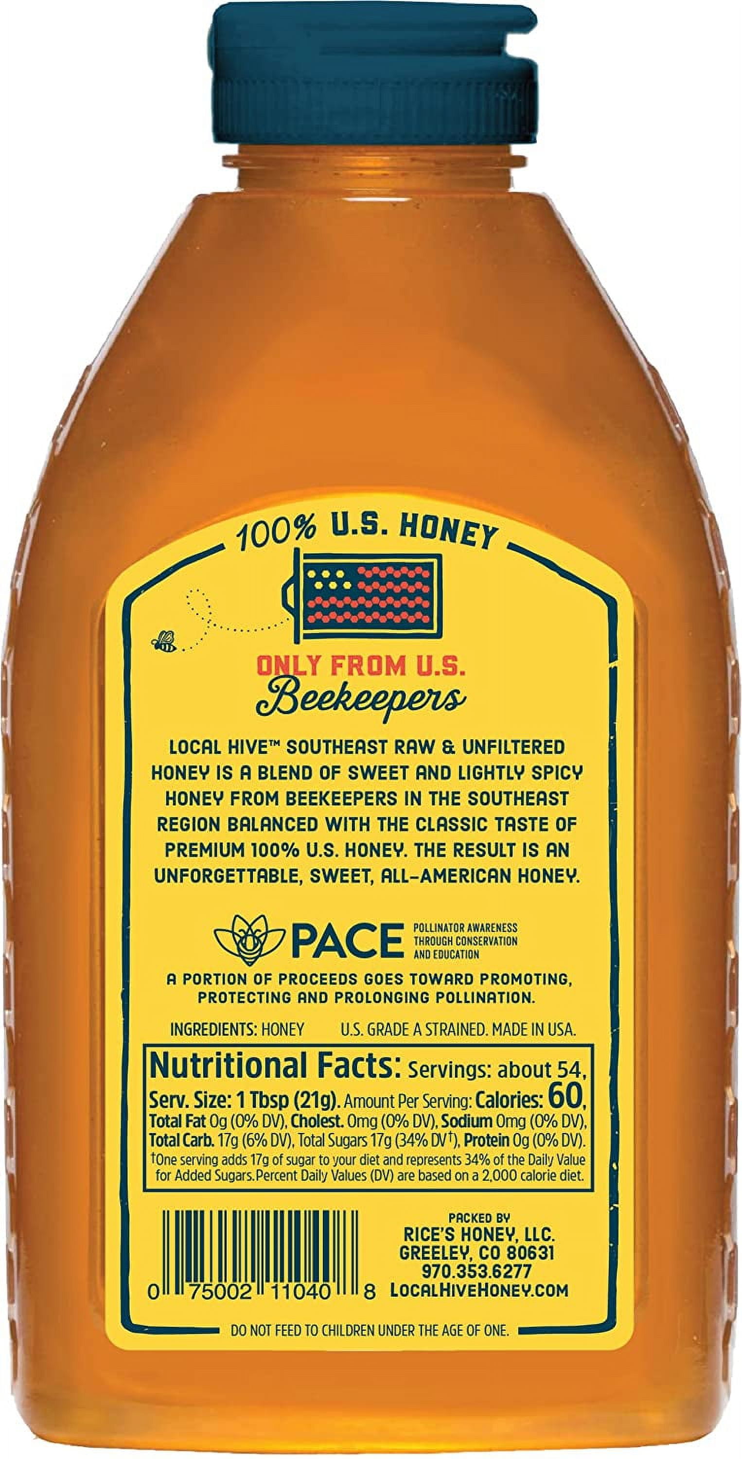 Local Hive, Raw Honey, Pure and Unfiltered, Local Southeast Beekeepers, 40oz