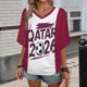 thumbnail image 1 of Women's Football Graphic T-Shirt, Soccer Fans V-Neck Short Sleeve T-Shirt with Print, Soft Lightweight Soccer Apparel Shows Player Number for Soccer Tournament 2026 Wine Size: L, 1 of 5
