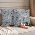 thumbnail image 2 of Blue Seaports Outdoor Waterproof Pillow Covers, Vintage Ocean Anchor Shark Farmhouse Wood Decorative Square Throw Pillowcase Sofa Cushion Sham for Patio/Couch/Chair, 26"x26" 2 Pack, 2 of 8