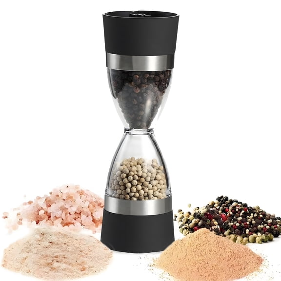 ACDANC 2 in 1 Salt and Pepper Grinder,Manual Dual-Head Pepper Mill,Adjustable Ceramic Grinder Core,Multi-Purpose Black Pepper Grinder for Kitchen Cooking,RV,Camping,BBQ