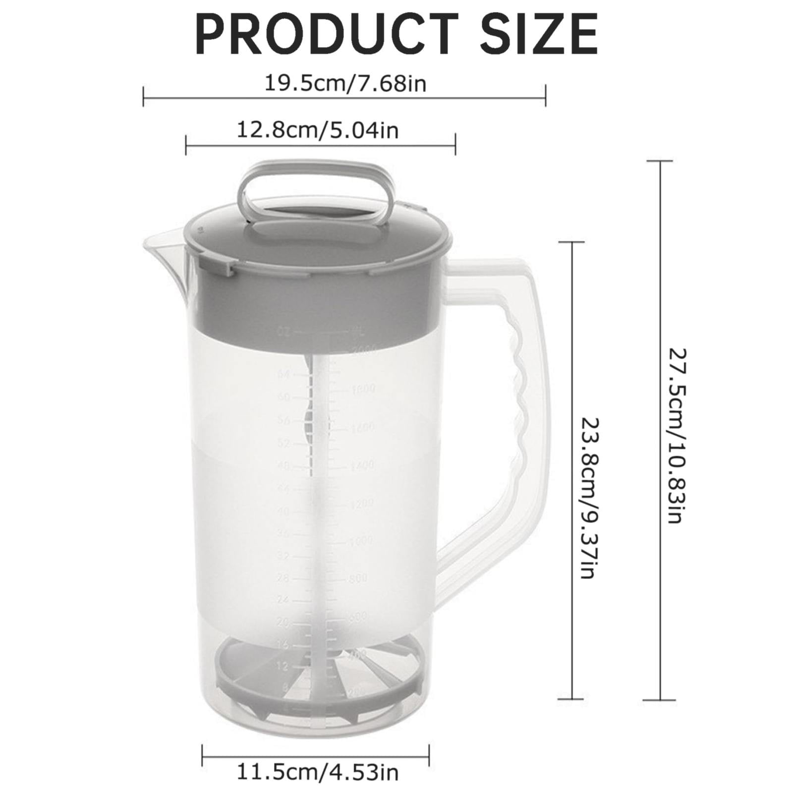BMYJ Mixing Pitcher for Drinks 2 Quart/ 68 Oz Plastic Water Pitcher with Lid，easy-Mix Juice Container，angled Plastic Blades and Adjustable Mixer Plunger for Juice, Tea, Beverage Container