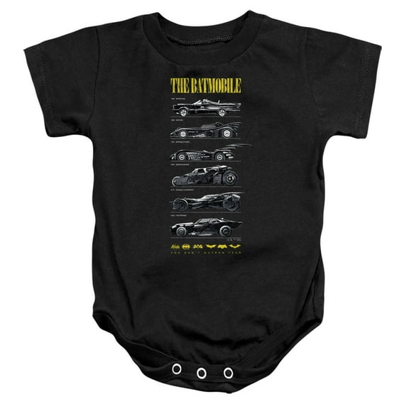 Batman 85th Anniversary Batmobile on Dark Unisex Infant Snap Suit for Baby, Black, Large