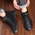 thumbnail image 4 of Domuza Mens Winter Snow Boots, Vintage Style Leather Upper, Warm Plush Lined High Top, Slip Rubber Sole 8.5 (EU-42), 4 of 6