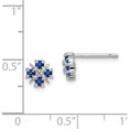 thumbnail image 4 of Sterling Silver Rhodium Sapphire & Diamond Post Earrings (7 X 6) Made In India qdx319, 4 of 5