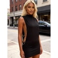 thumbnail image 5 of LMLYSoH Women’s Mini Tank Dress Summer Sleeveless Mock Neck Side Cutout Bodycon Dress Short Party Dress, 5 of 9