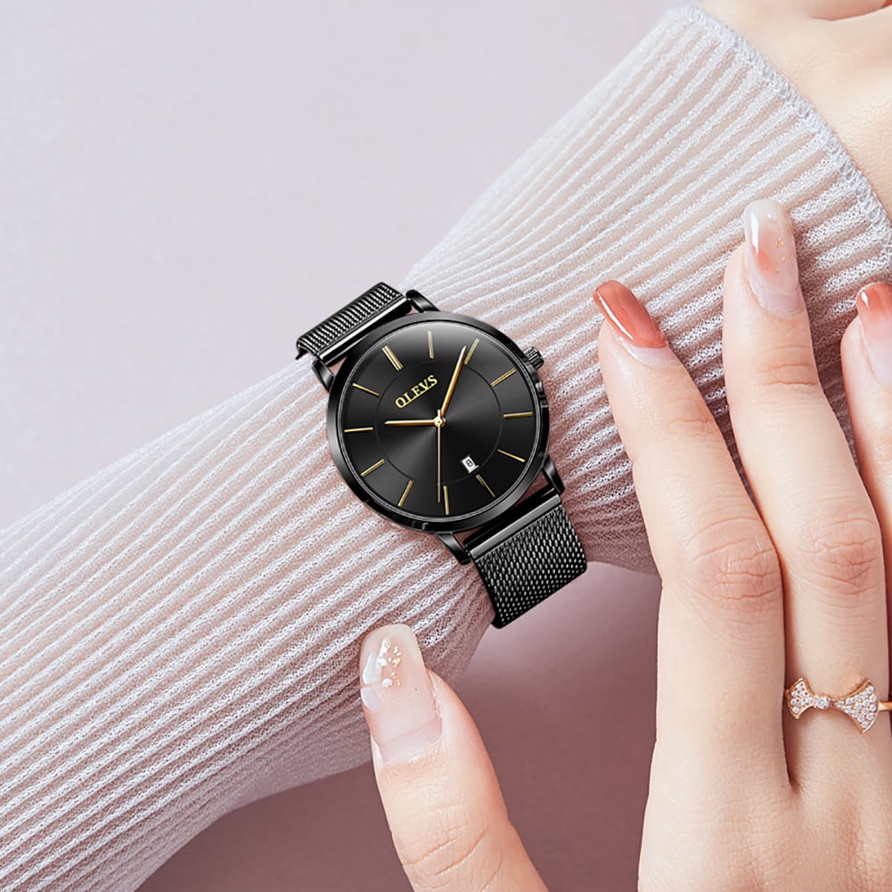 OLEVS Watches for Women Fashion Casual Analog Quartz Mesh Strap Date Ultra Thin Waterproof Luminous Ladies Wrist Watches Gifts Relojes para Mujer White/Black/Blue