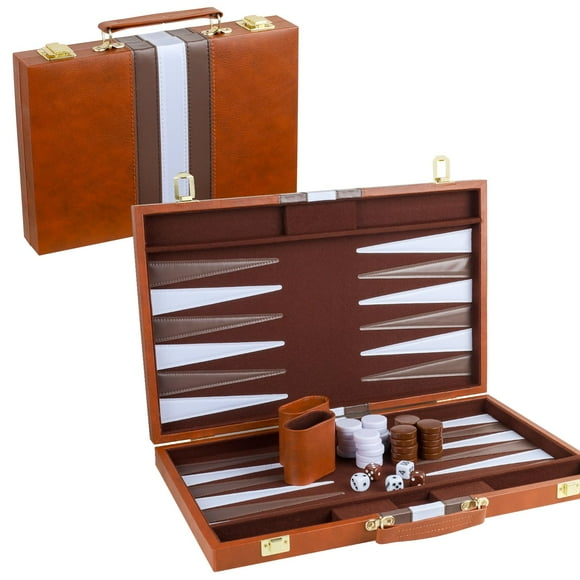 Funda clásica de piel sintética Backgammon Set RERIVER 2 Players