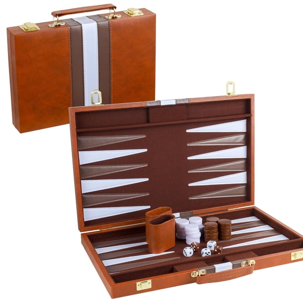 Funda clásica de piel sintética Backgammon Set RERIVER 2 Players