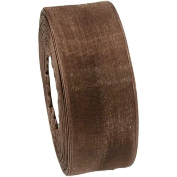 Coffee colour 2 Inch Sheer Organza Chiffon Ribbon for Bouquet Home Party Decoration ,Flower Bouquet Wedding Bow Award Ribbons Making Decorations,50 Yards