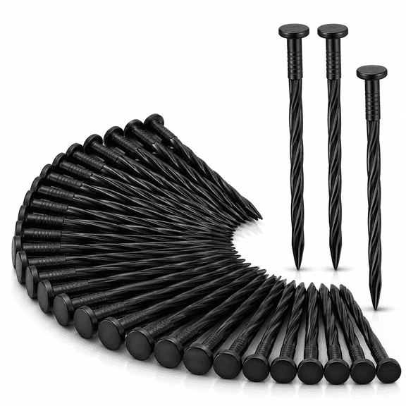 50pc Black Spiral No Dig Landscape Edging Spike Stakes for Garden & Pavers