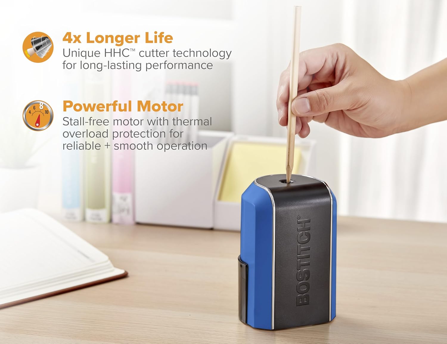 Office Vertical Electric Pencil Sharpener, Powerful Stall-Free Motor, Prevents Over-Sharpening, Blue (EPS5V-Blue)