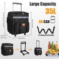 thumbnail image 4 of Teqhome Cooler Bag Outdoor Cooler Bag Portable Rolling with Wheels Side Handles Shoulder Strap 30L 50 Can Collapsible Leakproof for Camping Travel Patio Beach Outdoor Ball Fields, 4 of 13