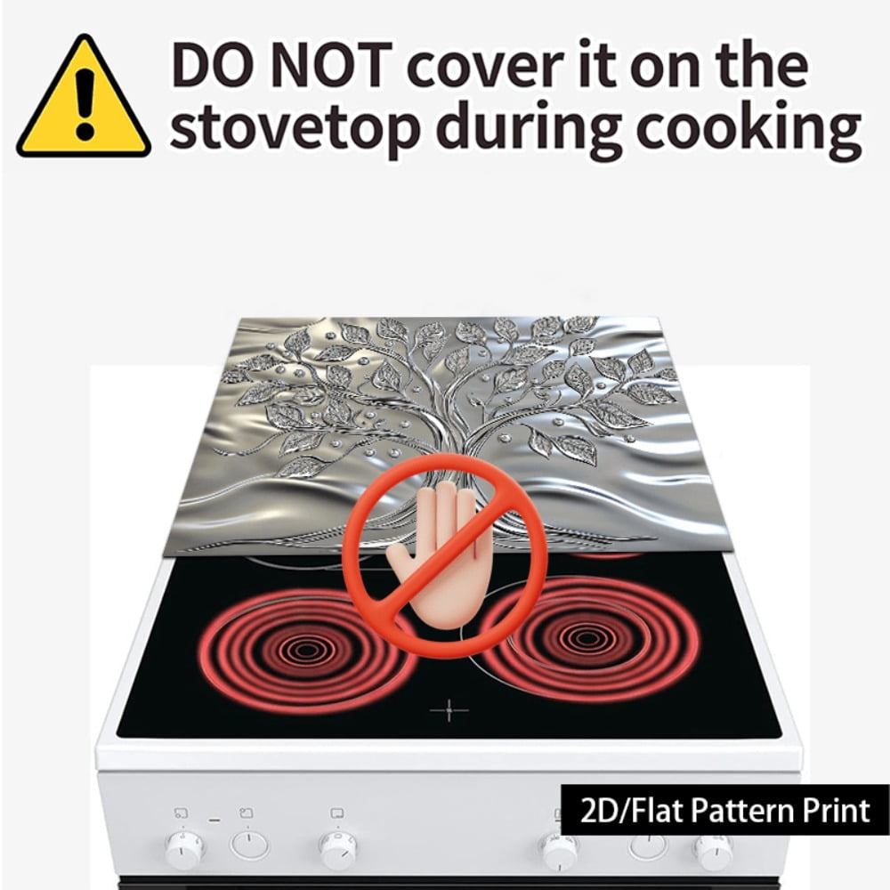 1 piece, stove panel and cooktop panel protection pad, 2D flat life tree pattern kitchen decorative countertop pad, suitable for stoves, washing machines, dryers, coffee machines, multi-functional ki
