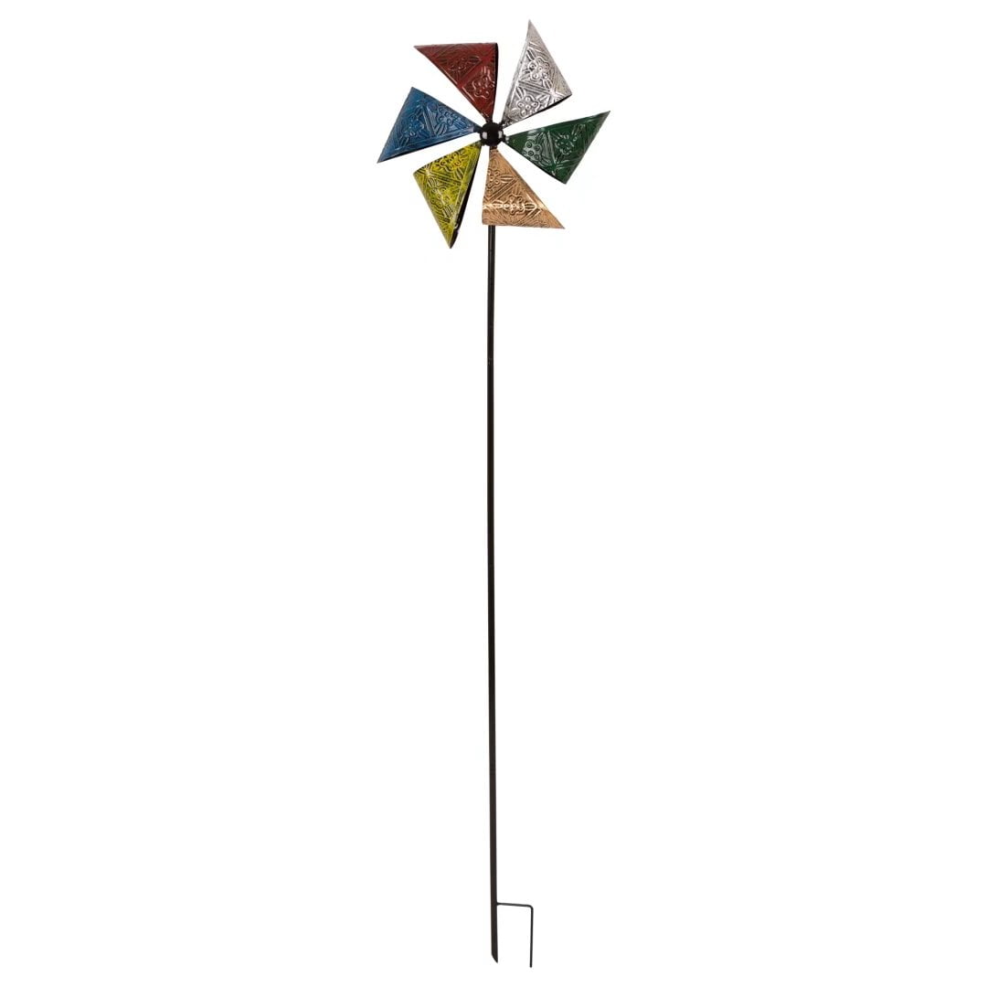 Glitzhome 14.57 "L Iron Antique Emboss Garden Wind Spinner Yard Stake by Glitzhome