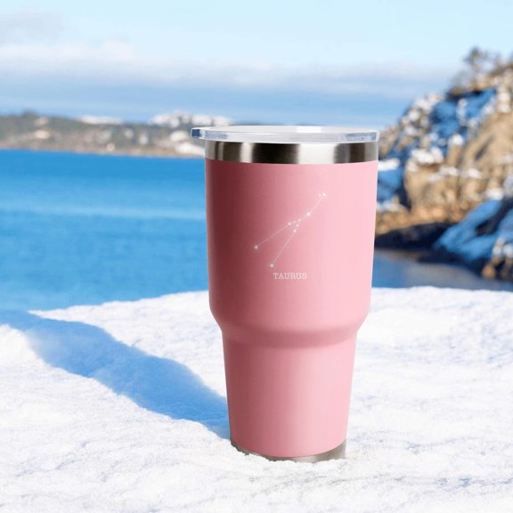 Taurus Print 30oz Insulated Stainless Steel Tumbler with Lid and Telescopic Straw, Powder Coated Travel Mug, Vacuum Insulated Car Cup