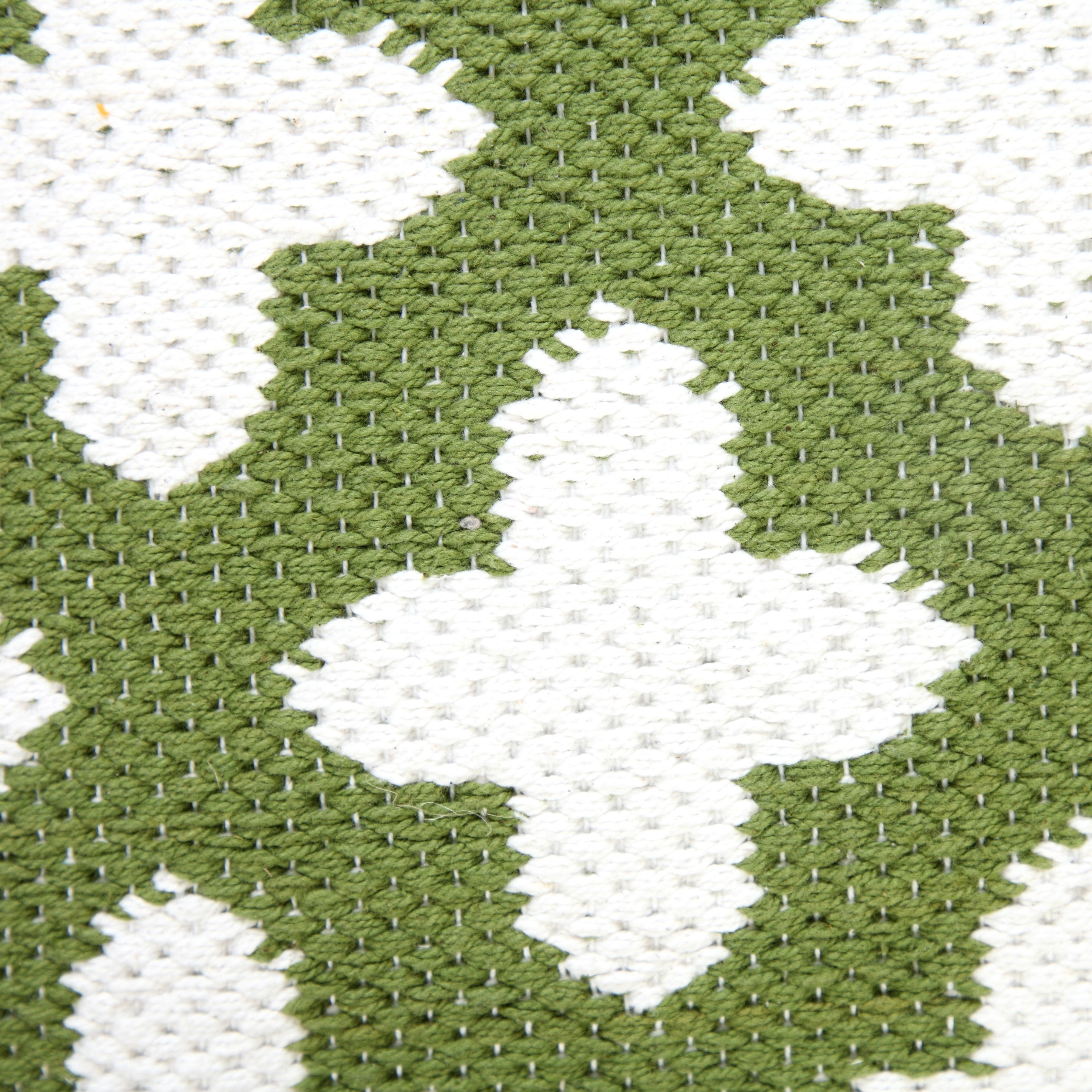 Laddha Home Designs Handwoven Swiss Cross Reversible Throw Pillow Cover - 20" - Green and White