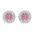 thumbnail image 3 of 1.18 ct Screw-Back Stud Earrings for Women | 5mm Round Cut Simulated Pink Diamond | 18K White Gold, 3 of 5