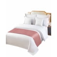 thumbnail image 2 of Bed Runner for King Size, Vintage Peach Pink Decorative Scarf Throws for Foot of Bed, Farmhouse Retro Solid Color Linen Texture Luxury Bedding Protector Slipcover Bedrunners for Hotel, 94 x 20 Inch, 2 of 6