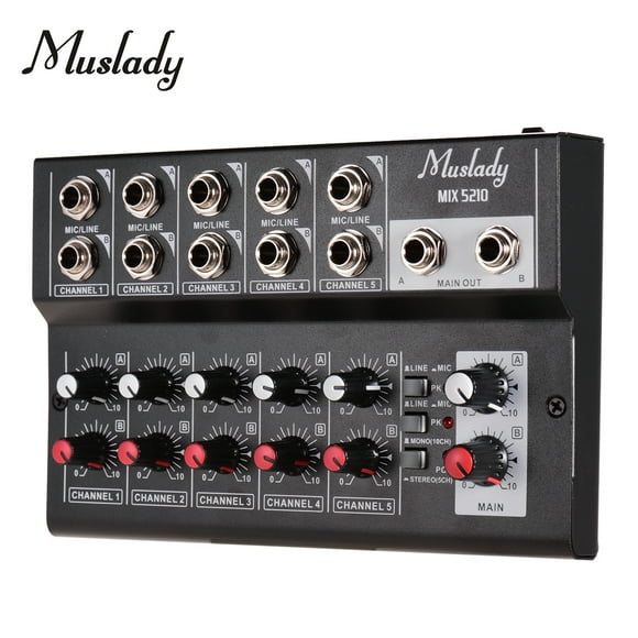 Muslady MIX5210 Console de Mixage 10 Canaux Mixeur Audio Numérique Stéréo pour l'Enregistrement de DJ Réseau Diffusion en Direct Karaoké