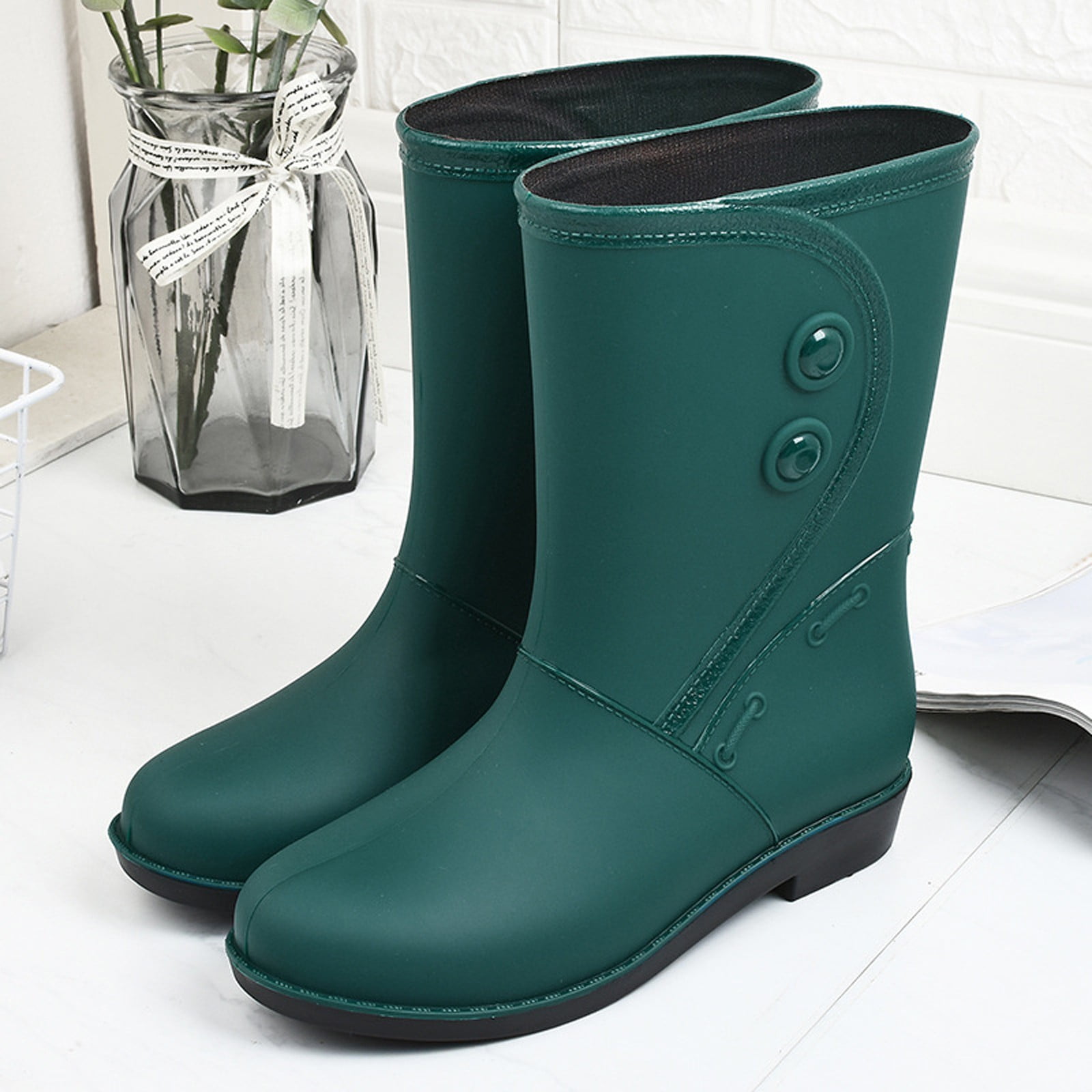 EHQJNJ Water Boots for Women Big Calf Women Rain Shoes Shoes Comfortable Light Ankle Rain Boots Frosted Outdoor Rain Boots Red Rain Boots Women Rainboots Boots Women Mid Calf Walmart