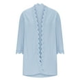 thumbnail image 4 of VISALY Long Cardigans Thin Cardigans Lightweight Cardigans Summer Jackets Sweater Solid Color Beach Lace Side Open Front Cover Up Cardigan 3/4 Sleeve Casual Cardigan Shrug Cardigan Light Blue Xxl, 4 of 6