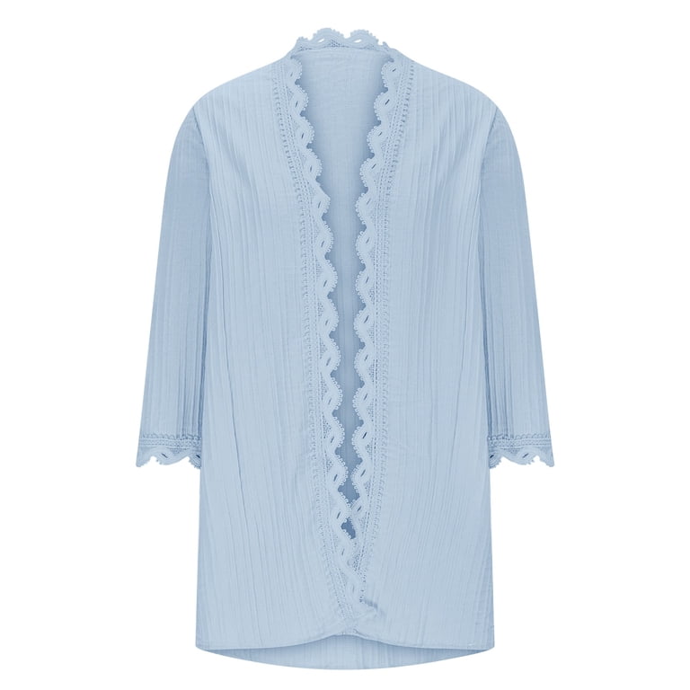 Weikingp Open Front Cardigan for Women Dress Cardigan for Women Shrugs for Women Womens Long Cardigan Drape Fall Cardigan Draped Ruffles Cardigan Thin Cardigans for Wome Blue 4XL