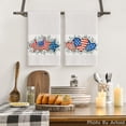 thumbnail image 3 of Stripes Eucalyptus Leaves American Flag Stars Heart Veterans Day Kitchen Towels Dish Towels, 18x26 Inch Decoration Hand Towels Set of 2, 3 of 5