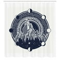 thumbnail image 3 of Ambesonne Northwoods Shower Curtain, Celtic Style Hills, 69"Wx70"L, Dark Blue and White, 3 of 3