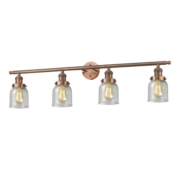 Innovations 215-AC-G54-LED Small Bell 4 Light Bath Vanity Light part of the Franklin Restoration Collection, Antique Copper