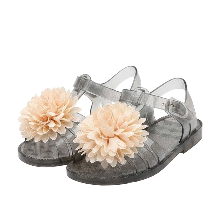 XAOFW Summer Kids Sandals With Glitter Floral Mesh Straps For
