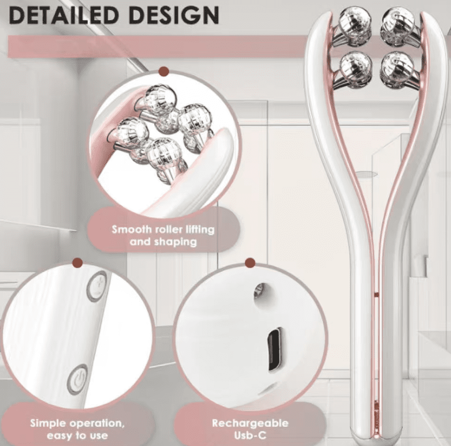 Micro current facial massager with 3D roller, 3 intensity levels, USB-C rechargeable, facial and neck lifting and toning tools, gentle shaping and skincare absorption