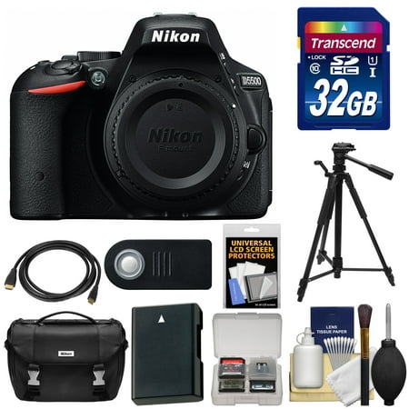 Nikon D5500 Wi-Fi Digital SLR Camera Body (Black) 32GB Card + Case + Tripod + Battery + Accessory (Best Accessories For Nikon D5500)