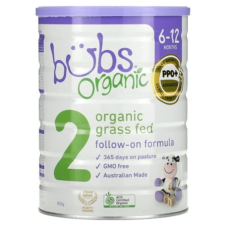UPC: 9338078005704 | Bubs Organic Grass Fed Follow-On Formula Stage 2 Infants 6-12 months Made with Non-GMO Organic Milk 28.2 Oz