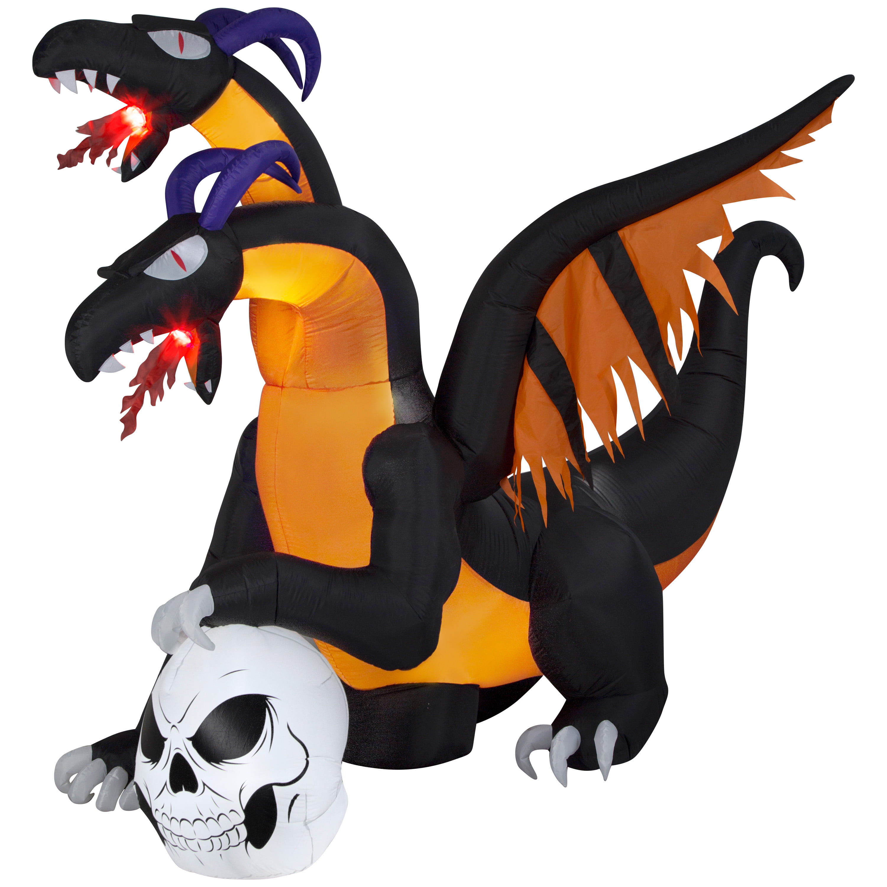 B.N.X 7 Ft Halloween Inflatable Two Head Dragon with LED Light for Indoor Outdoor Decoration 