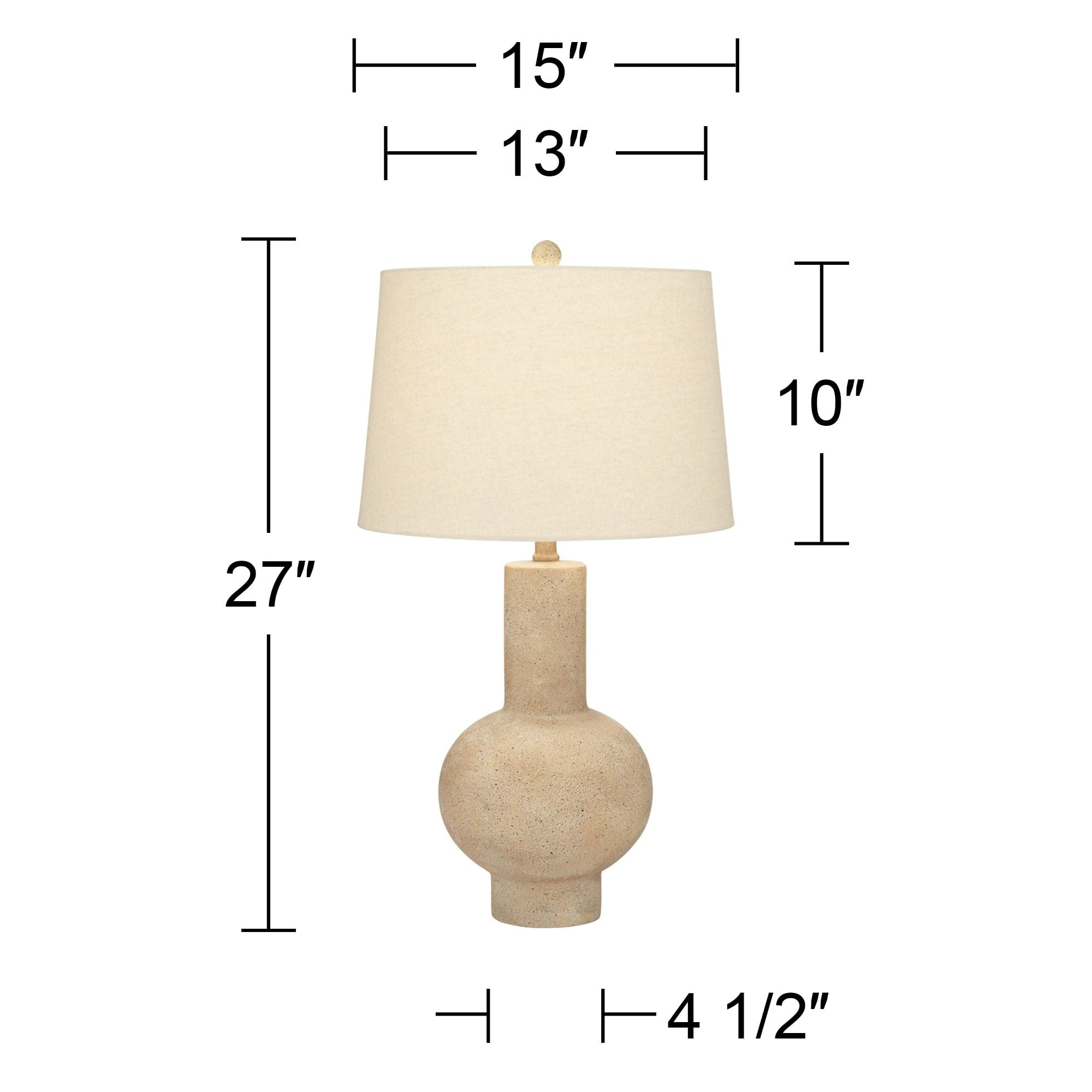 360 Lighting Sandstone Gourd 27" Tall Farmhouse Rustic Modern Table Lamp Brown Single Beige Shade Living Room Bedroom Bedside