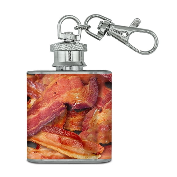 Bacon Galore Stainless Steel 1oz Mini Flask Key Chain