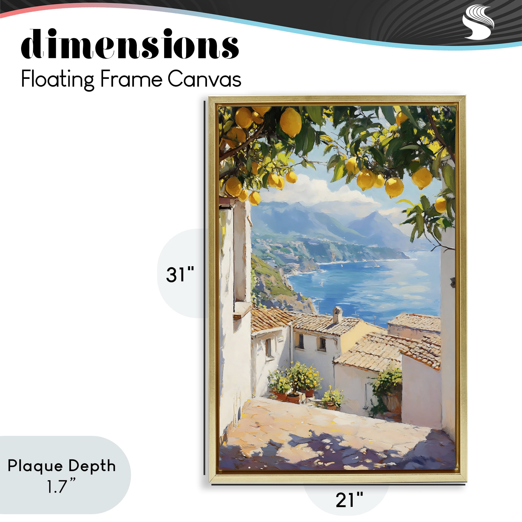 Stupell Industries Amalfi Coast Lemon Overhang Gold Framed Floater Canvas Wall Art, design by LSR Design Studio