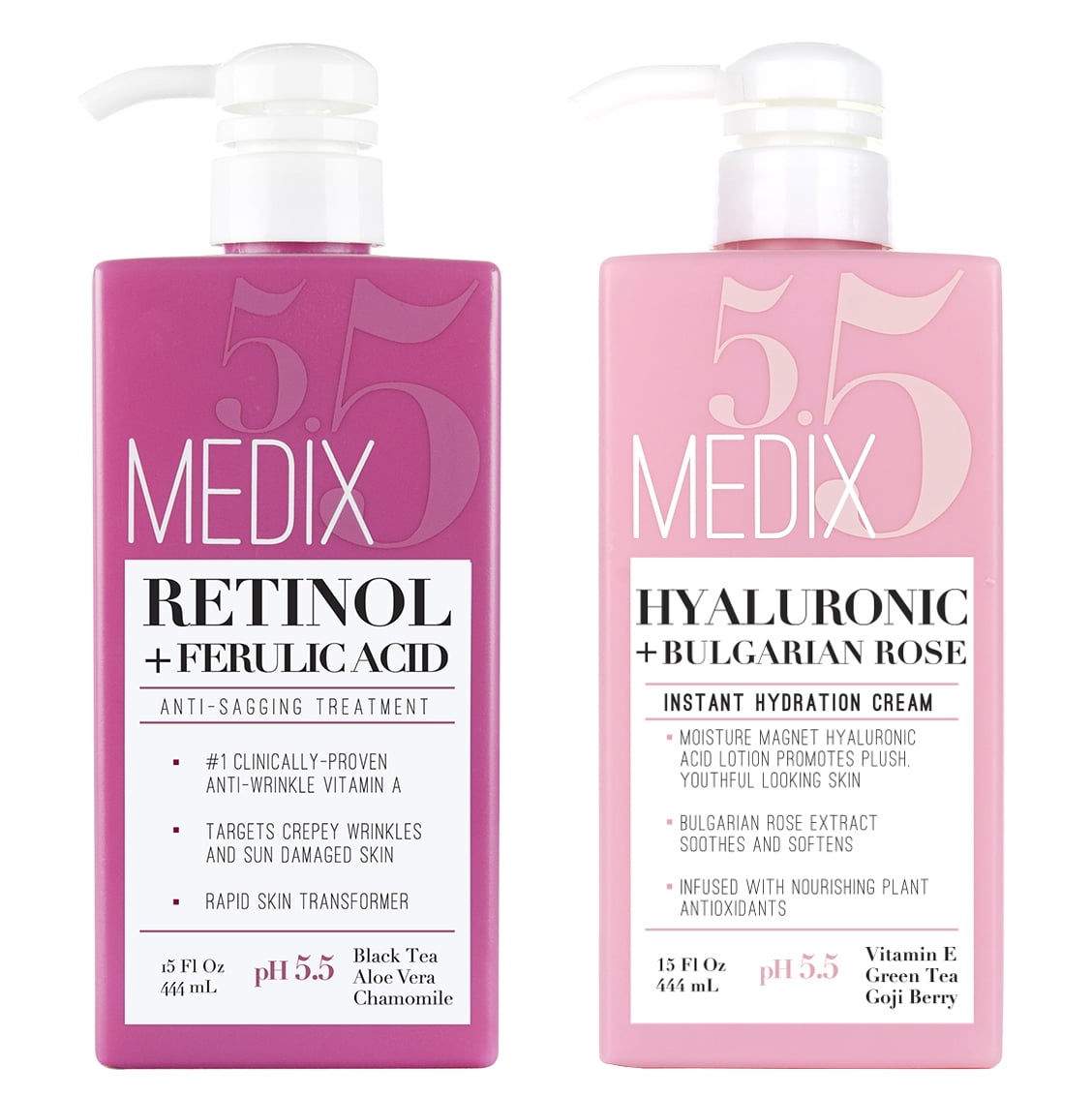Medix 5.5 Retinol Body Cream and Hyaluronic Acid Body Cream Set of Two 15 fl oz