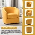 thumbnail image 3 of Velvet Swivel Barrel Chair Set of 2 Wood Frame Metal Base Upholstered Club Accent Armchair Yellow, 3 of 6
