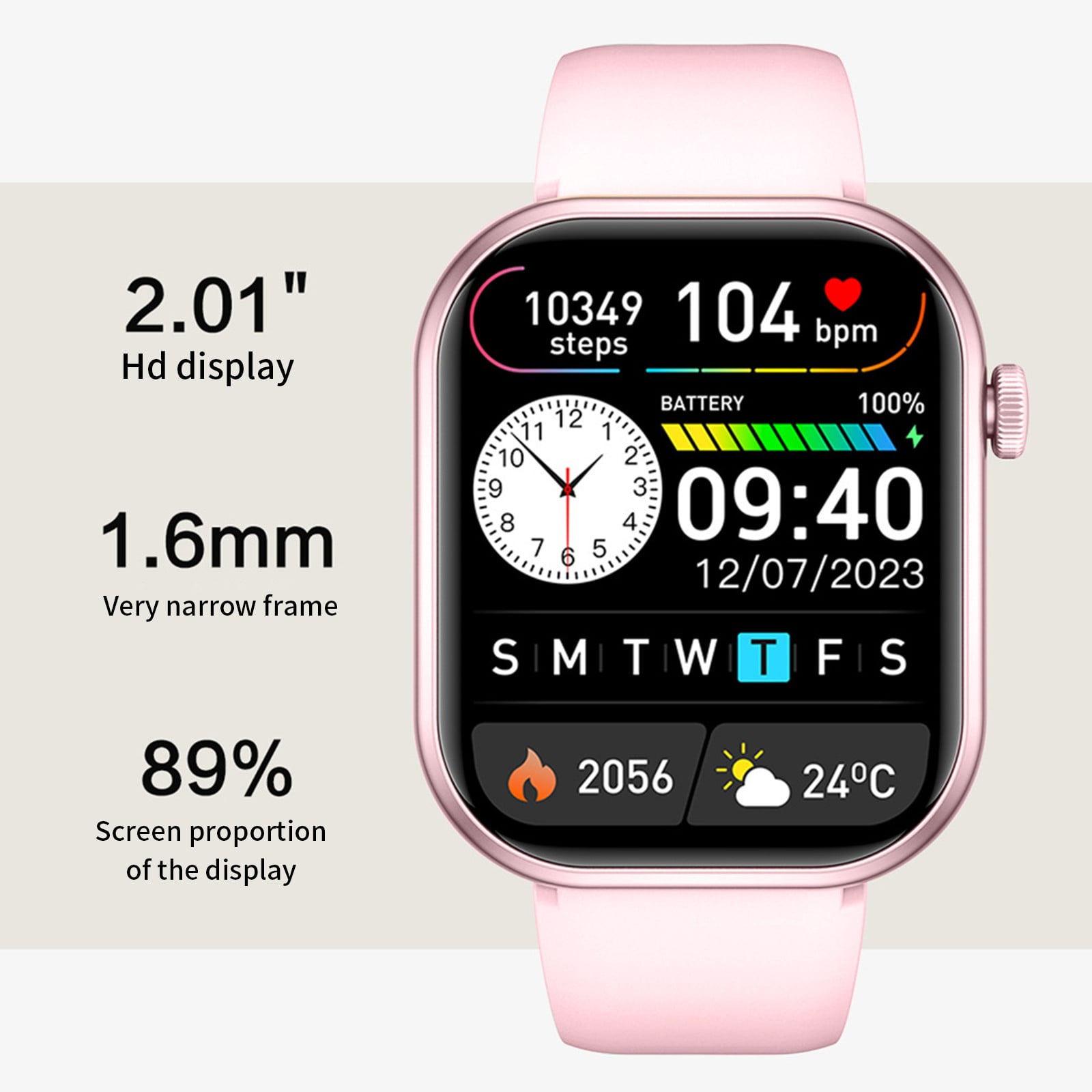 SPOORYYO Smartwatch with Call Reminder, HD Screen, Bluetooth Music, Long Battery Life, IP67 Waterproof, Multiple Dials, Sedentary & Sleep Monitoring - Compatible with Android & iOS