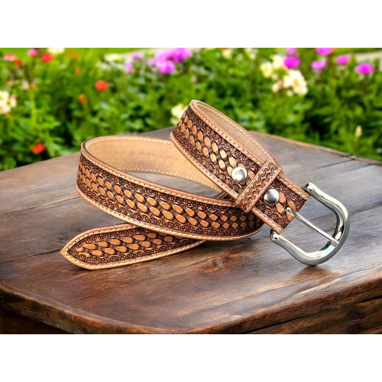 Western Leather Belt for Men Cowboy Handmade Belt with  display picture 3