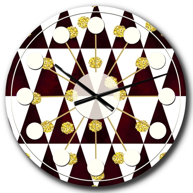 Designart 'Gold Polka Dot Pattern Ii Horloge Murale Moderne du Milieu du Siècle