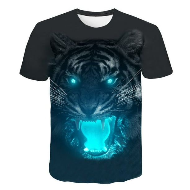 Niños tigre Animal camiseta verano niños juego tigre camisetas niños niñas adolescentes dibujos animados Animal camiseta niños Animal tigre Tee7T Gao Jinjia LED